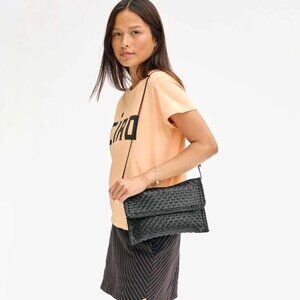 Clare V Black Woven Envelope Clutch Crossbody Bag